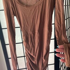 Elegant Brown Long Sleeve Dress